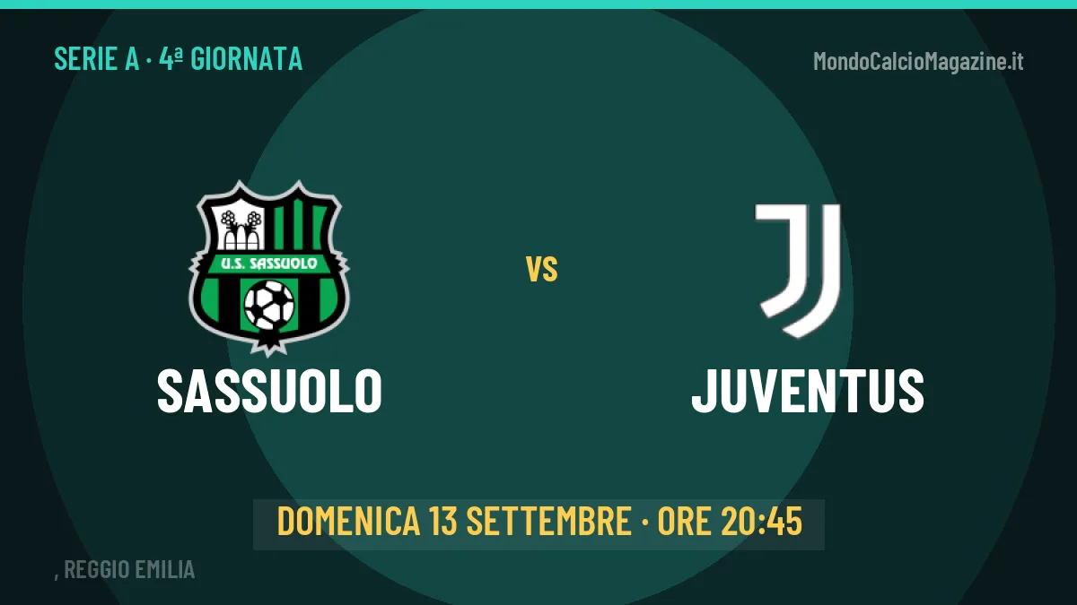 Dove vedere Sassuolo-Juventus in TV e streaming: orario, canale e formazioni