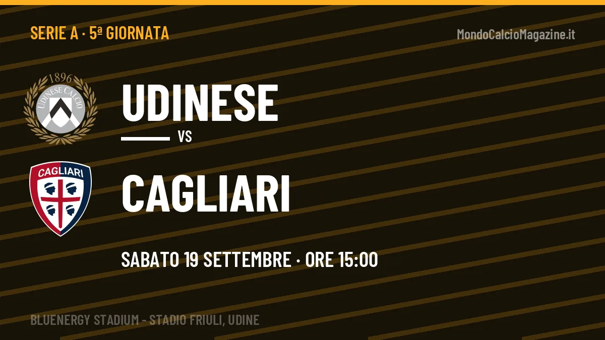 Udinese-Cagliari in TV: a che ora si gioca, dove vederla e probabili formazioni