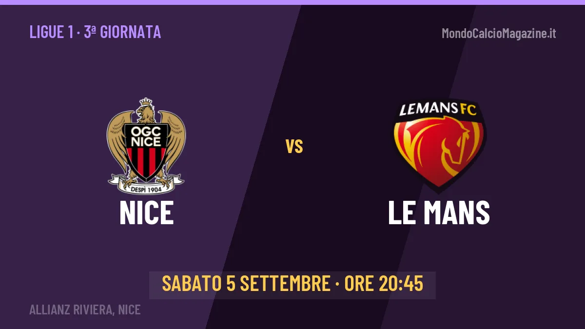 Nice-Le Mans Ligue 1 3ª giornata: orario, TV, streaming e probabili formazioni