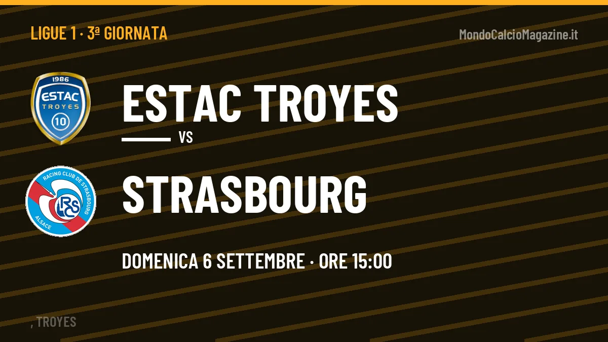 Estac Troyes-Strasbourg Ligue 1 3ª giornata: orario, TV, streaming e probabili formazioni
