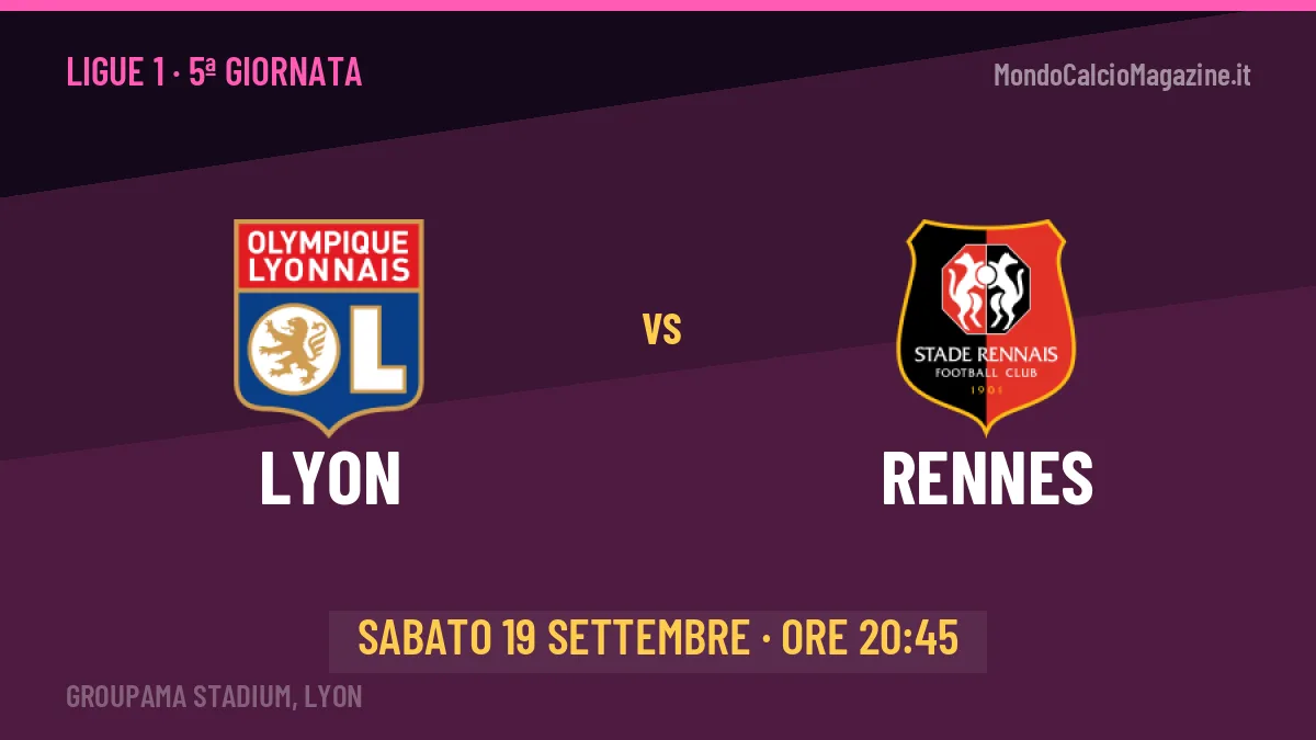 Lyon Rennes in streaming: dove vedere la partita, orario e probabili formazioni