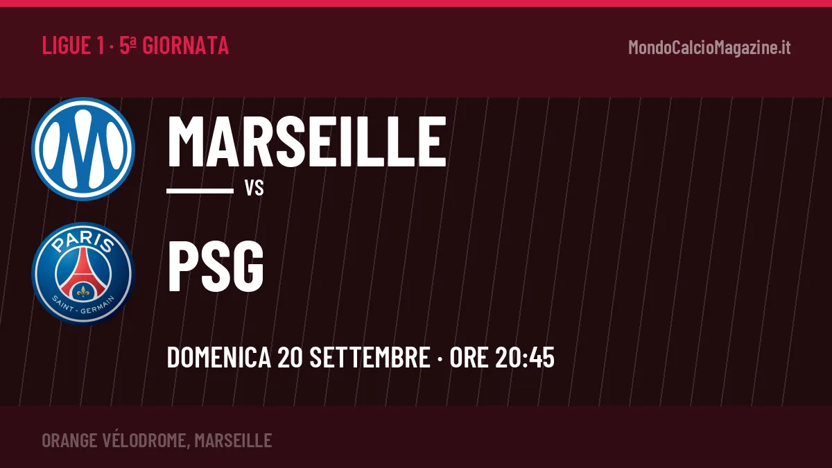 Marseille PSG in streaming: dove vedere la partita, orario e probabili formazioni
