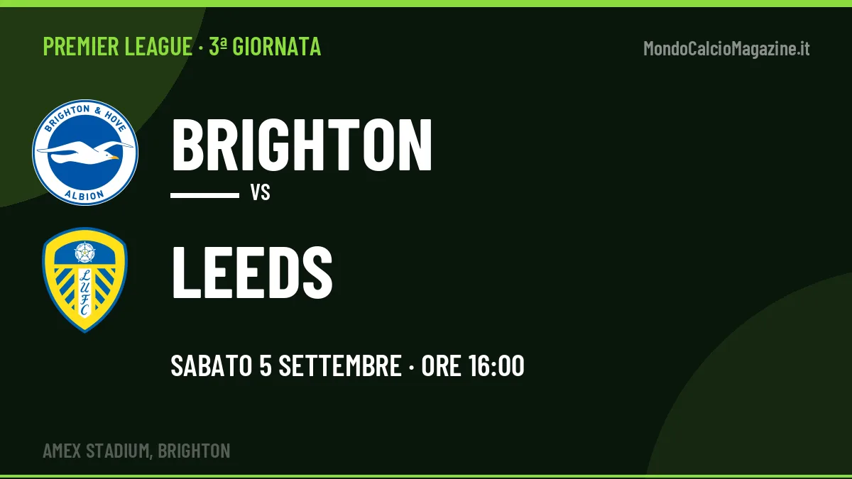 Pronostico Brighton Leeds: quote, precedenti e come arrivano le due squadre