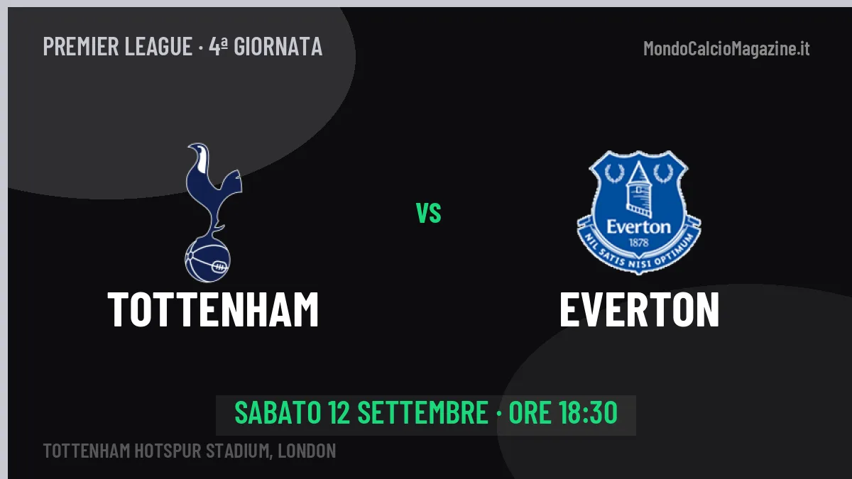 Probabili formazioni Tottenham Everton: chi gioca, quote e pronostico