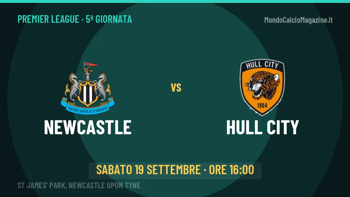 Newcastle Hull City in streaming: dove vedere la partita, orario e probabili formazioni