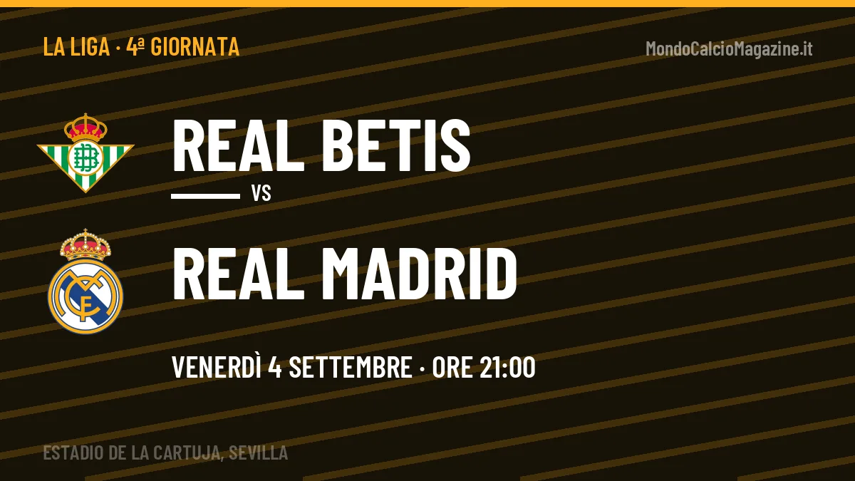 Dove vedere Real Betis-Real Madrid in TV e streaming: orario, canale e formazioni