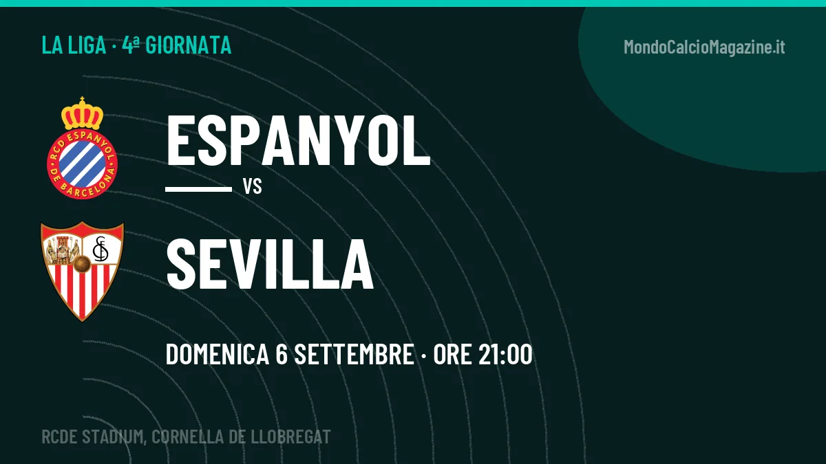 Espanyol-Sevilla La Liga 4ª giornata: orario, TV, streaming e probabili formazioni