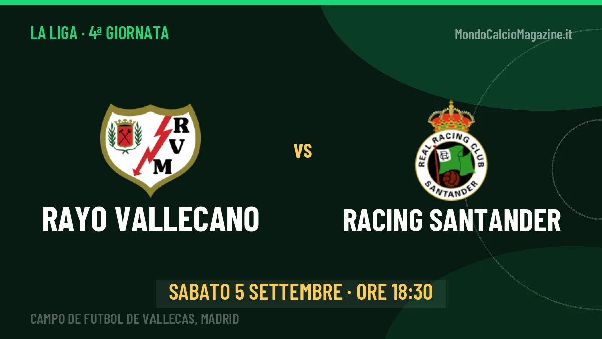 Rayo Vallecano-Racing Santander (sab 05/09 ore 18:30): probabili formazioni, statistiche e quote