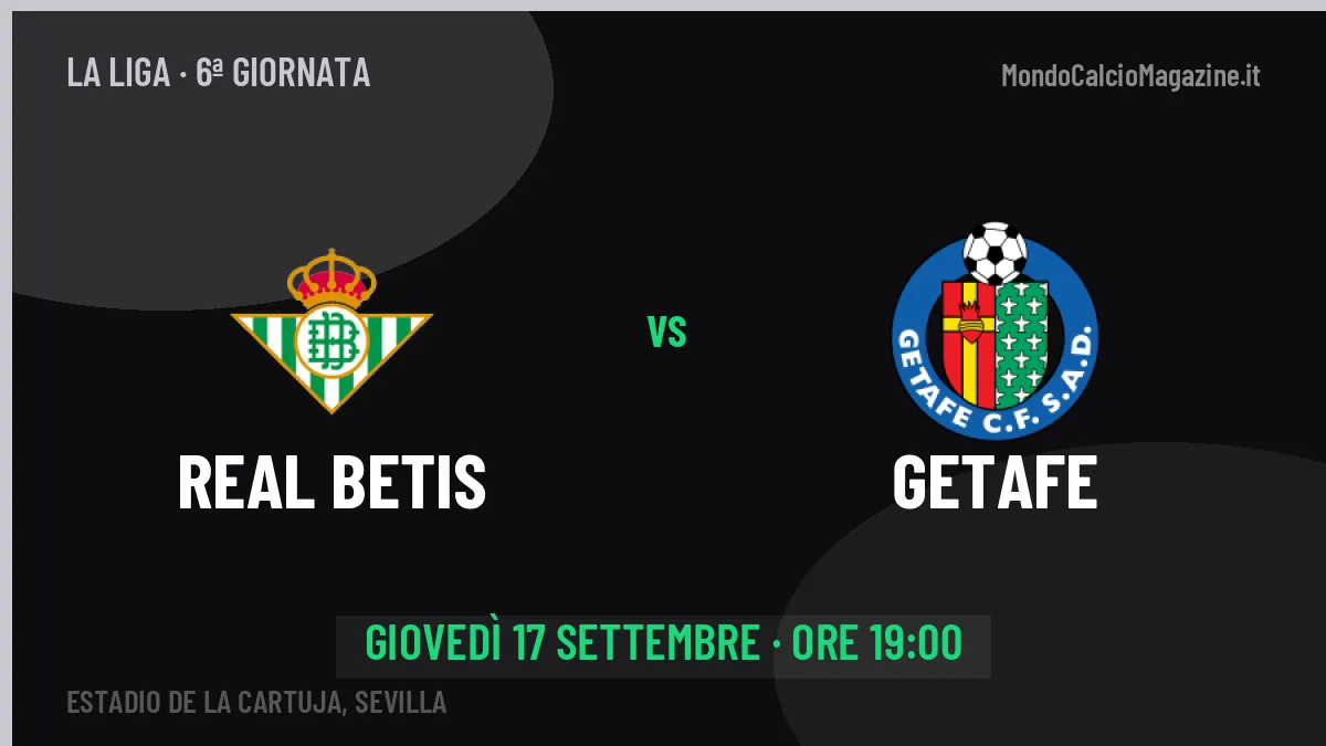 Real Betis-Getafe in TV: a che ora si gioca, dove vederla e probabili formazioni