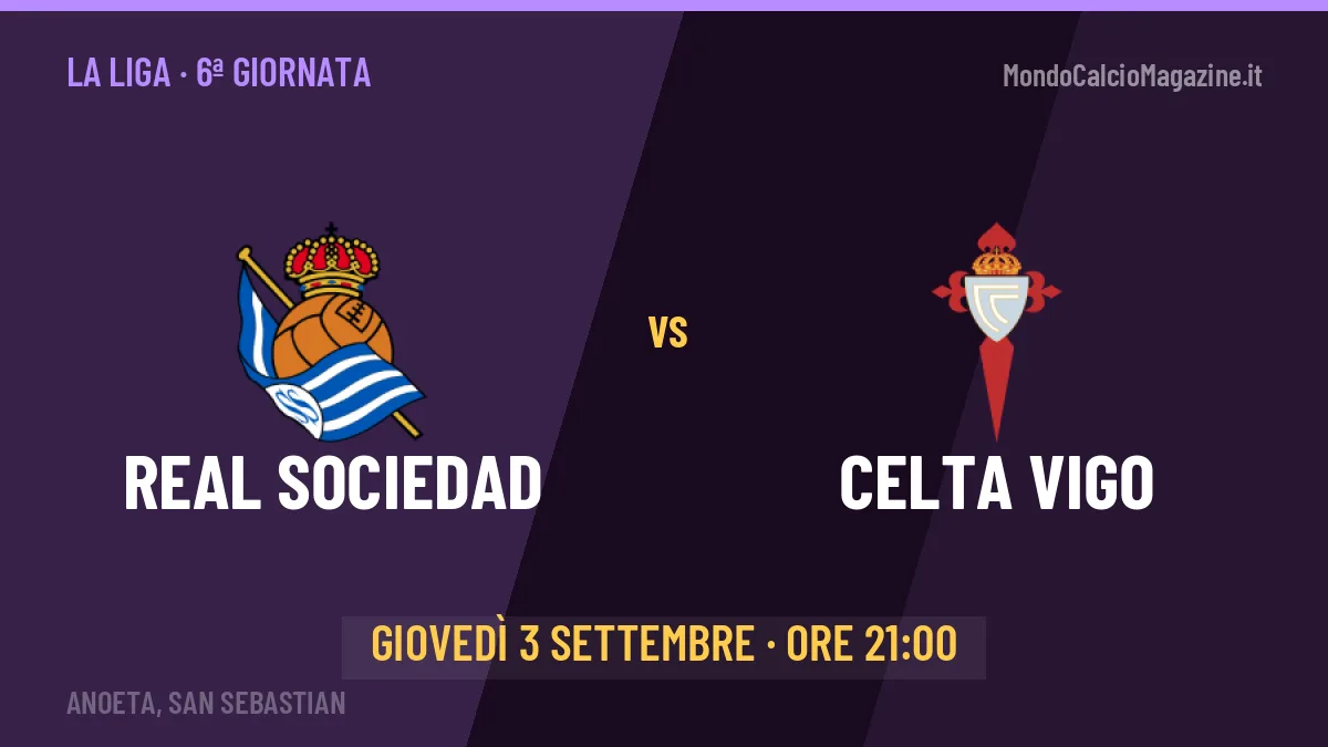 Probabili formazioni Real Sociedad Celta Vigo: chi gioca, quote e pronostico
