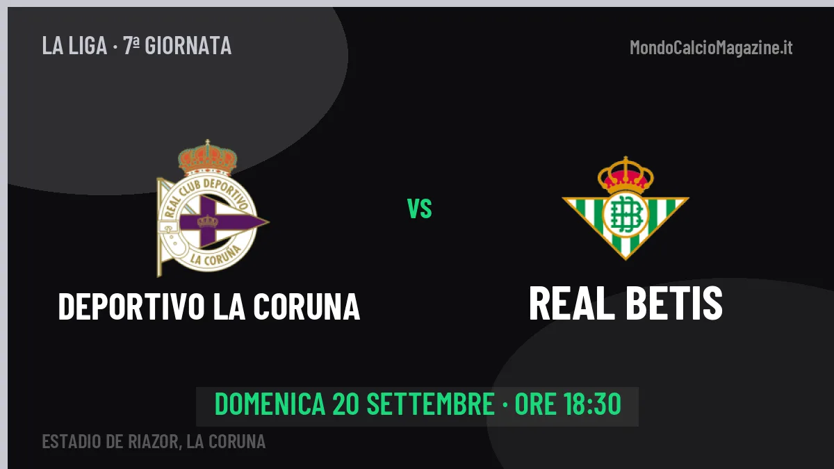Deportivo La Coruna Real Betis in streaming: dove vedere la partita, orario e probabili formazioni