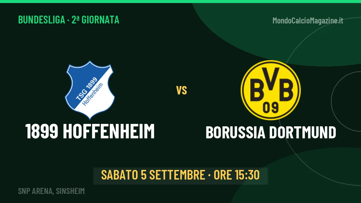 Pronostico 1899 Hoffenheim Borussia Dortmund: quote, precedenti e come arrivano le due squadre