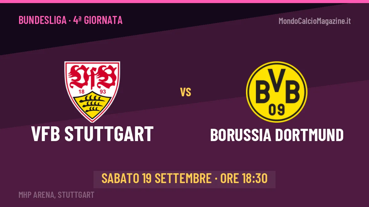 VfB Stuttgart-Borussia Dortmund, Bundesliga: probabili formazioni, quote e dove vedere la partita in TV e streaming