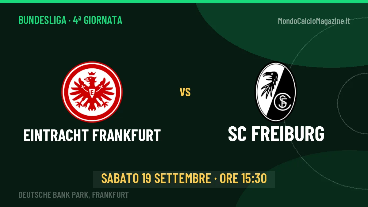 Eintracht Frankfurt-SC Freiburg in TV: a che ora si gioca, dove vederla e probabili formazioni