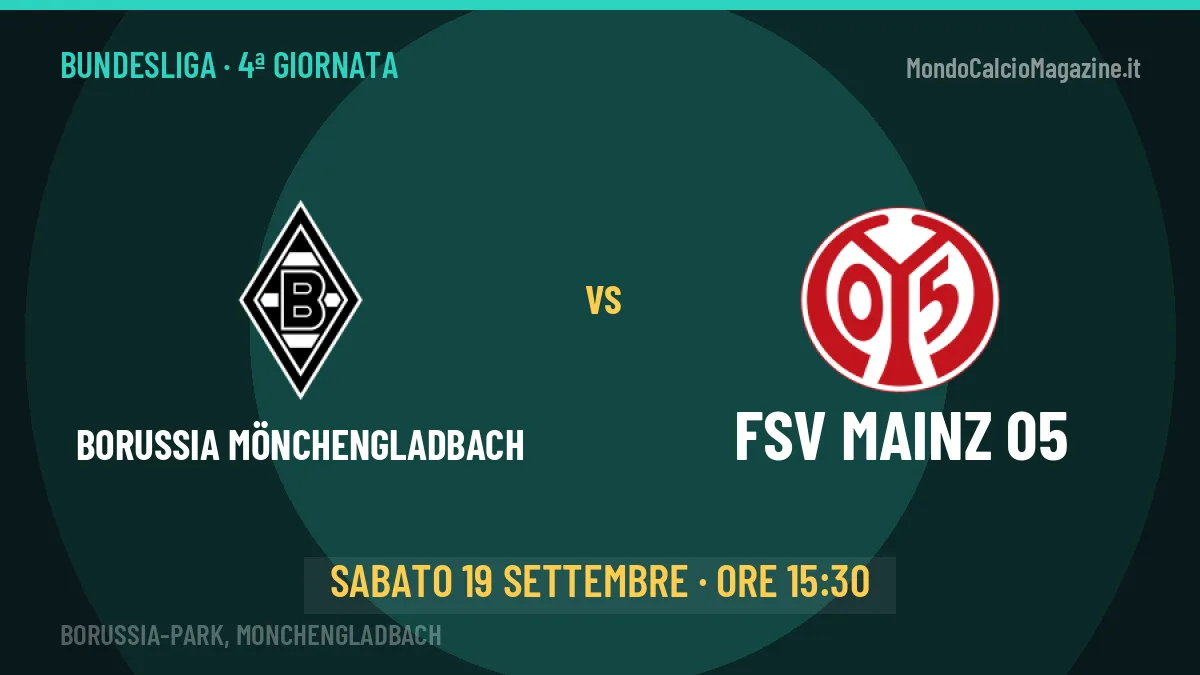 Probabili formazioni Borussia Mönchengladbach FSV Mainz 05: chi gioca, quote e pronostico
