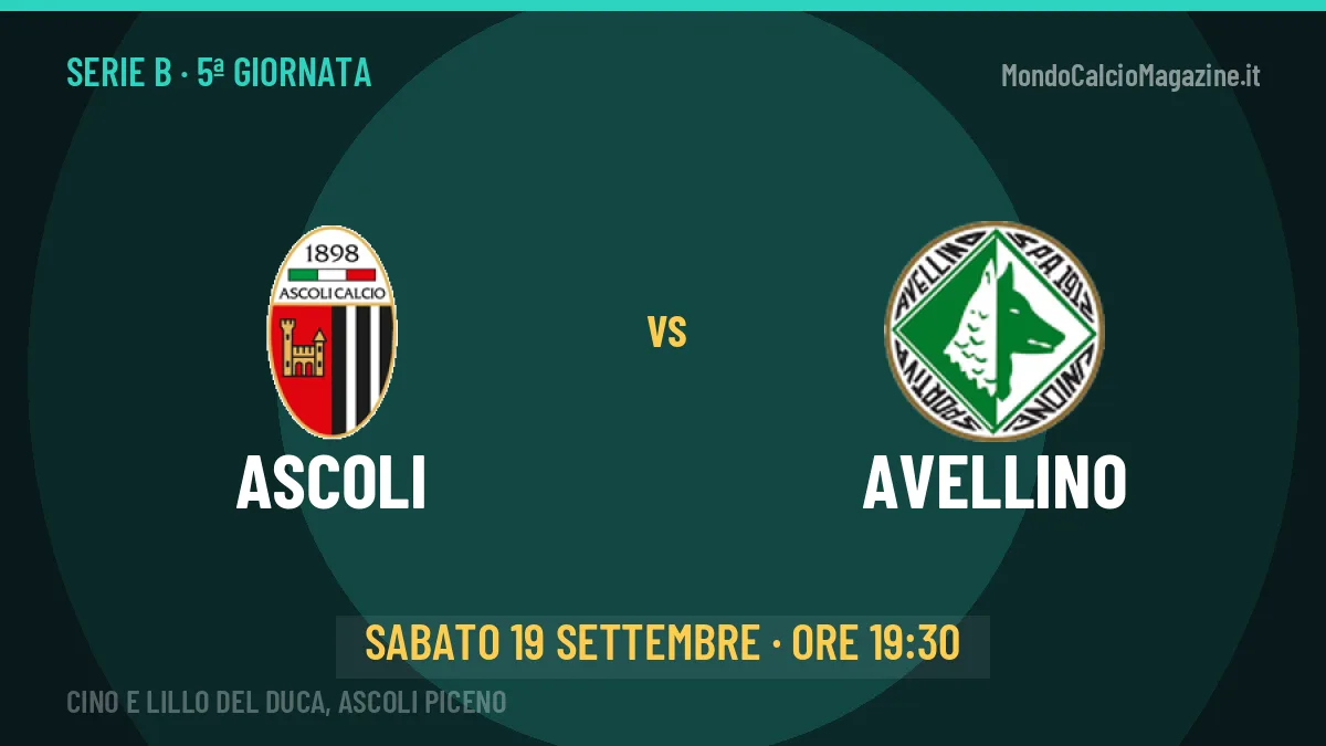 Ascoli-Avellino in TV: a che ora si gioca, dove vederla e probabili formazioni