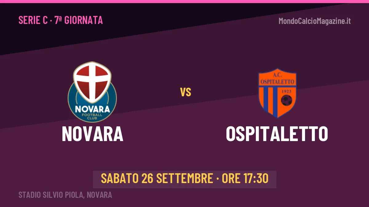 Novara-Ospitaletto Serie C 7ª giornata: orario, TV, streaming e probabili formazioni