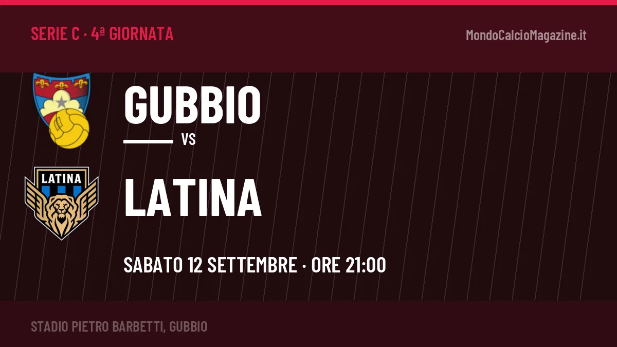 Gubbio-Latina (sab 12/09 ore 21:00): probabili formazioni, statistiche e quote