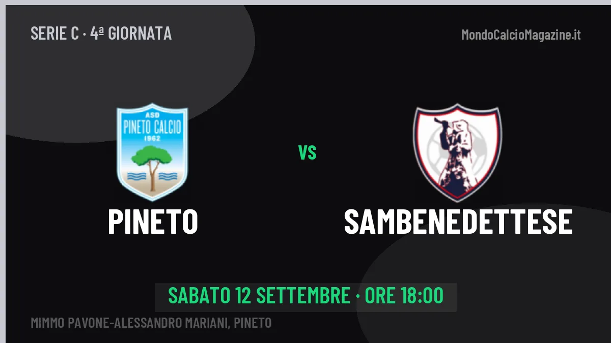 Probabili formazioni Pineto Sambenedettese: chi gioca, quote e pronostico