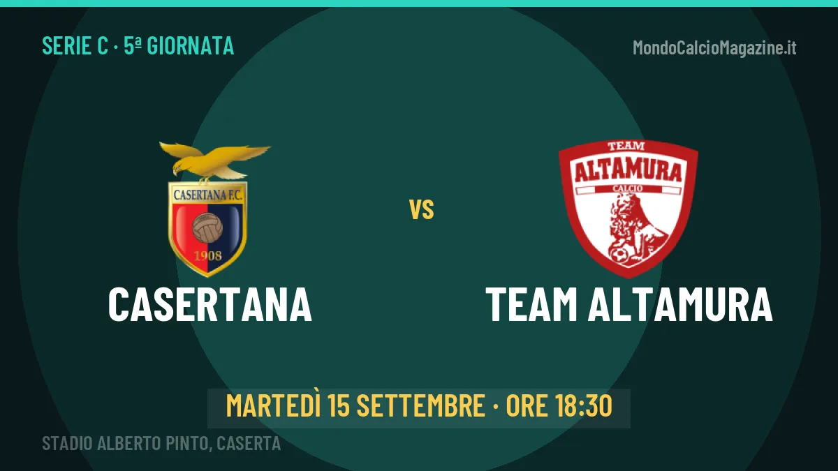 Dove vedere Casertana-Team Altamura in TV e streaming: orario, canale e formazioni