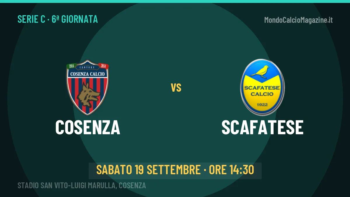 Cosenza-Scafatese in TV: a che ora si gioca, dove vederla e probabili formazioni