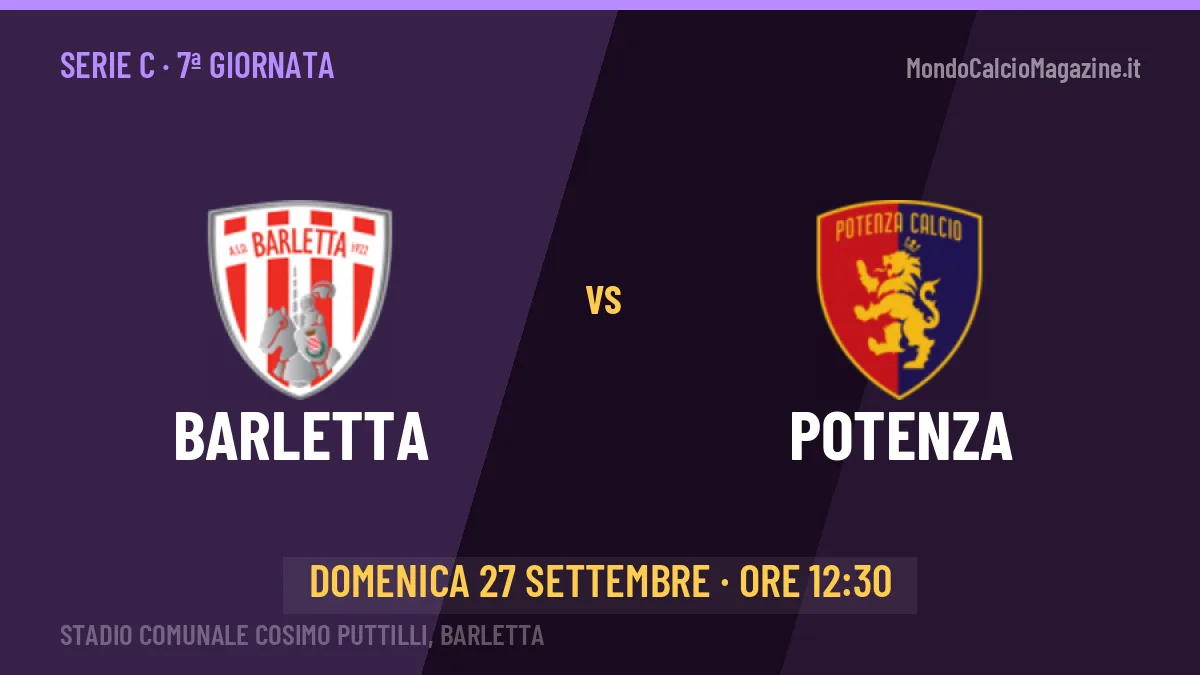 Barletta-Potenza in TV: a che ora si gioca, dove vederla e probabili formazioni