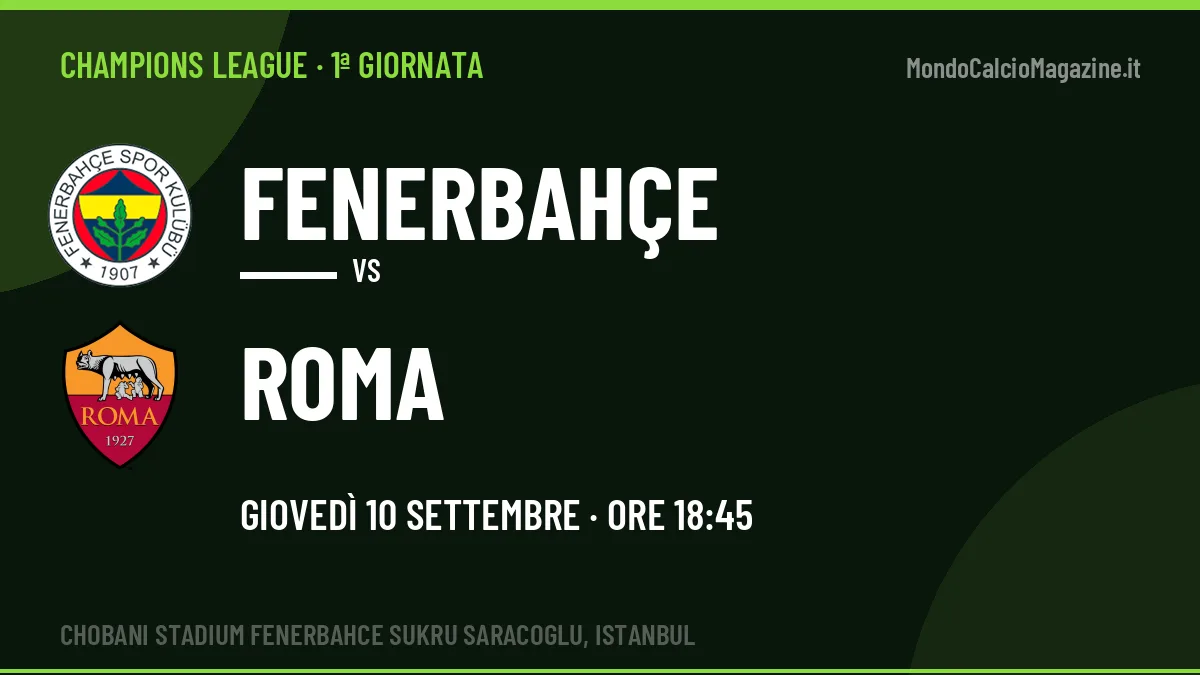 Fenerbahçe-Roma in TV: a che ora si gioca, dove vederla e probabili formazioni