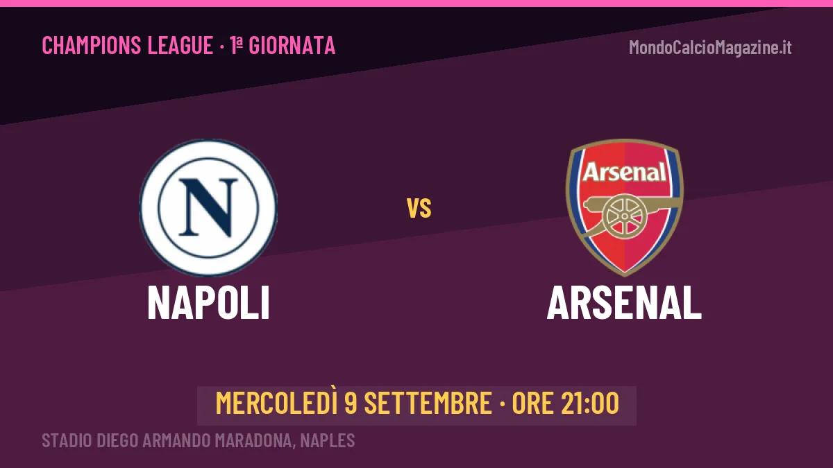 Napoli Arsenal in streaming: dove vedere la partita, orario e probabili formazioni