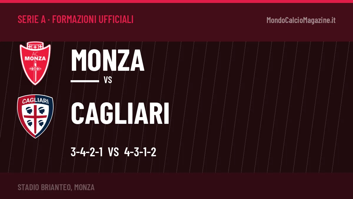 Formazioni ufficiali: Monza col 3-4-2-1, Cagliari col 4-3-1-2