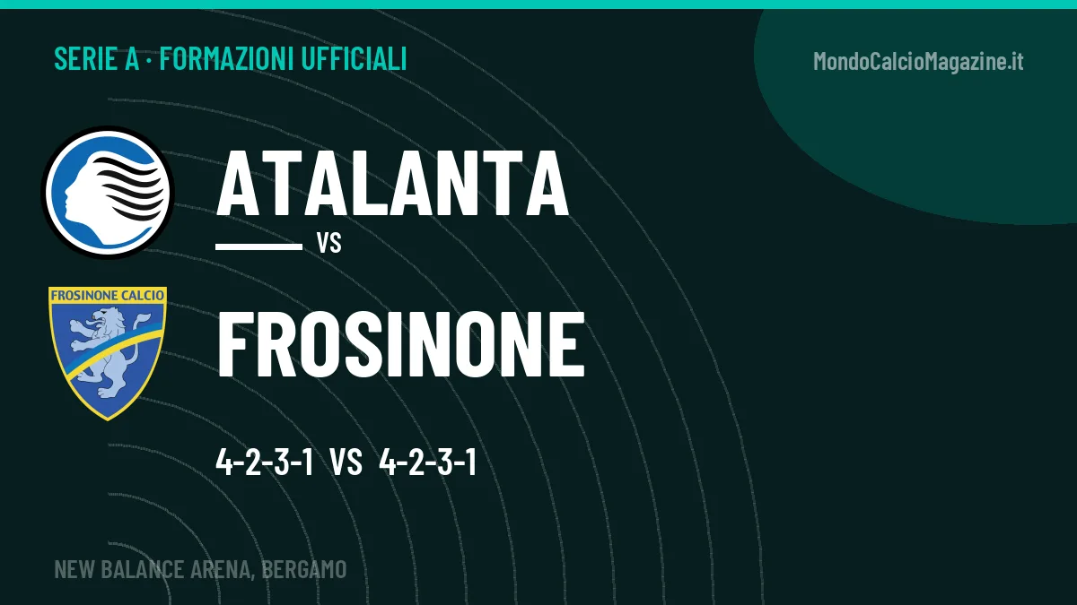 Le formazioni ufficiali di Atalanta-Frosinone: 4-2-3-1 contro 4-2-3-1