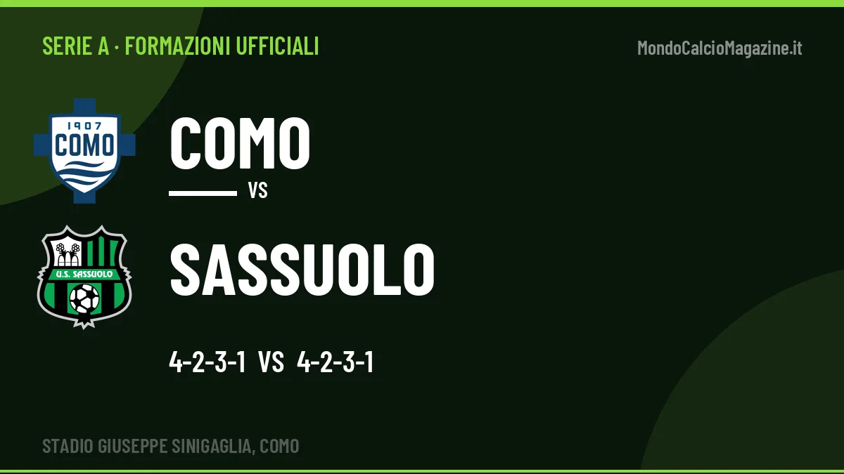Formazioni ufficiali Como-Sassuolo (Serie A): gli undici scelti