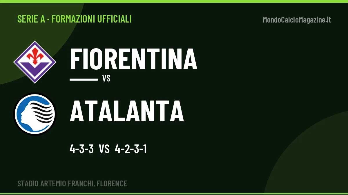 Le formazioni ufficiali di Fiorentina-Atalanta: 4-3-3 contro 4-2-3-1