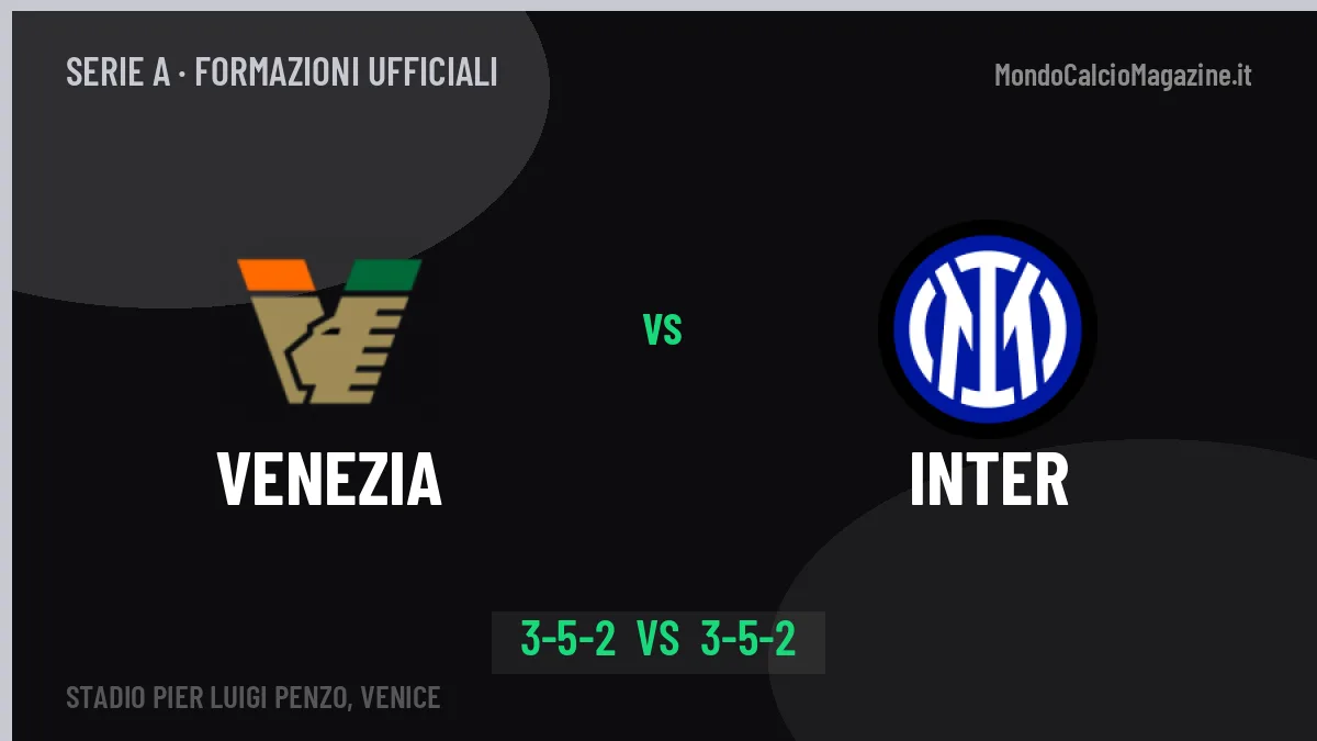 Venezia-Inter formazioni ufficiali: dal 1' c'è Adams
