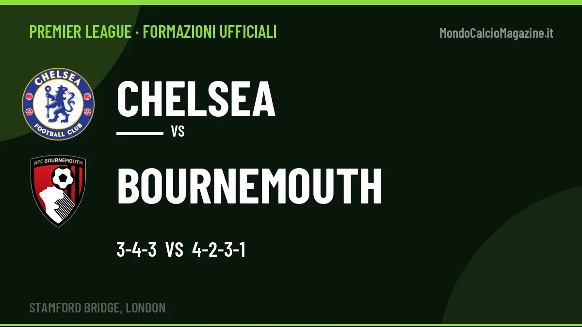 Formazioni ufficiali Chelsea-Bournemouth (Premier League): gli undici scelti
