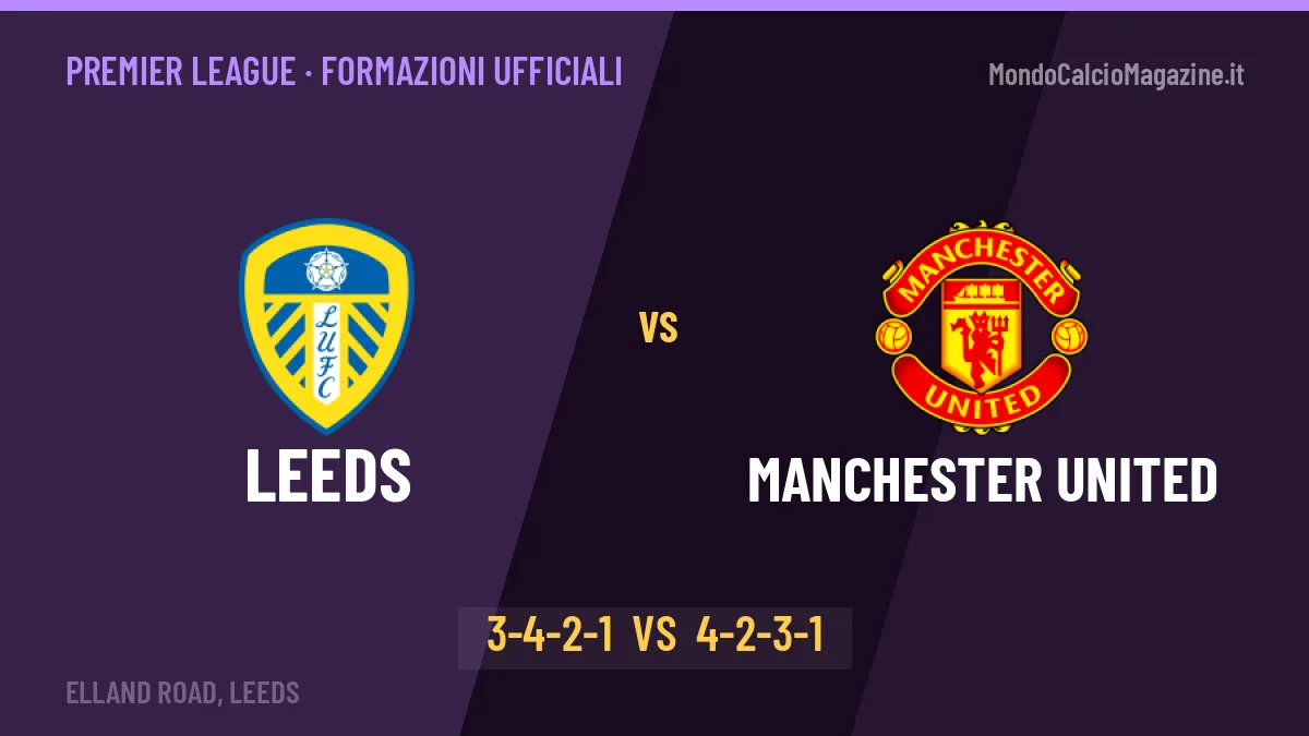 Leeds-Manchester United, le formazioni ufficiali: Farke punta su Calvert-Lewin