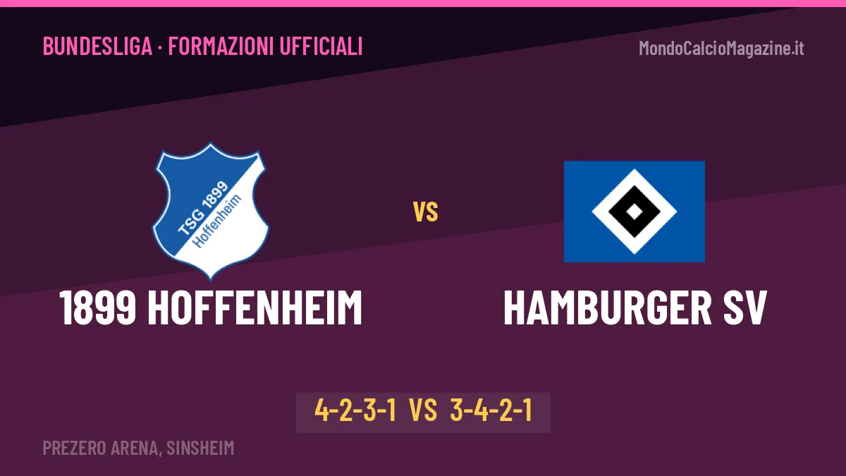 1899 Hoffenheim-Hamburger SV formazioni ufficiali: chi gioca dal primo minuto