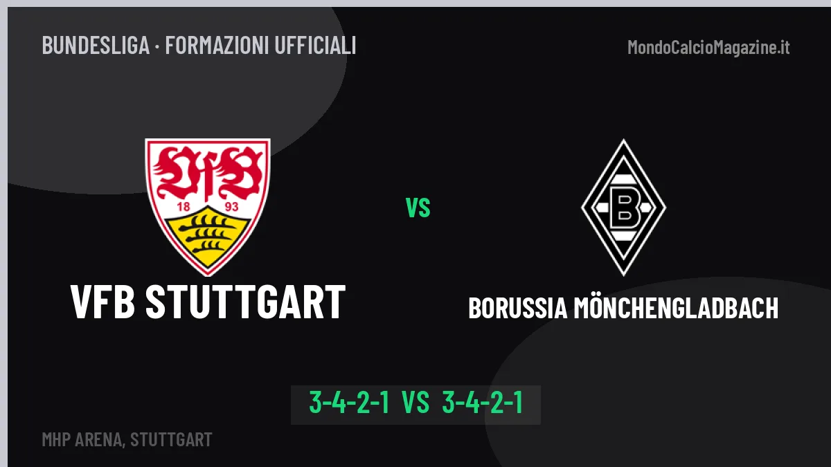 VfB Stuttgart-Borussia Mönchengladbach formazioni ufficiali: dal 1' c'è Demirović
