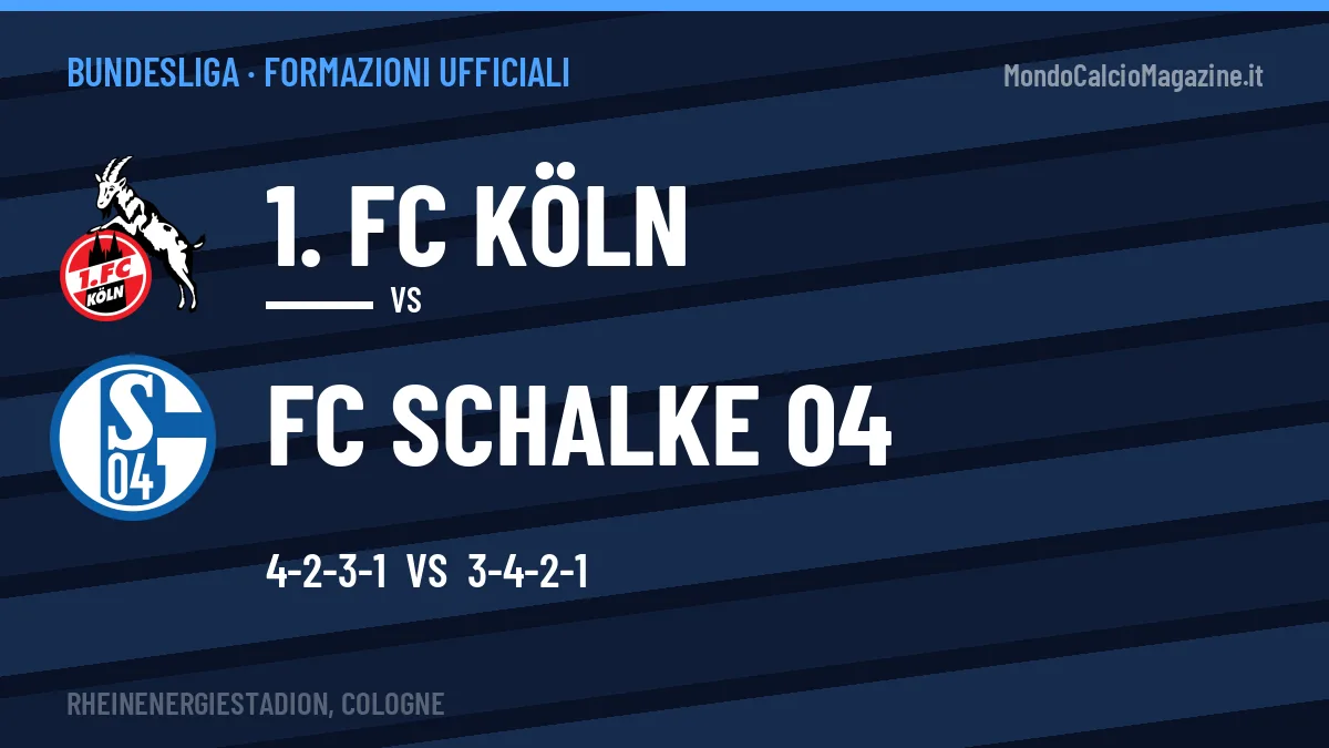 Le formazioni ufficiali di 1. FC Köln-FC Schalke 04: 4-2-3-1 contro 3-4-2-1