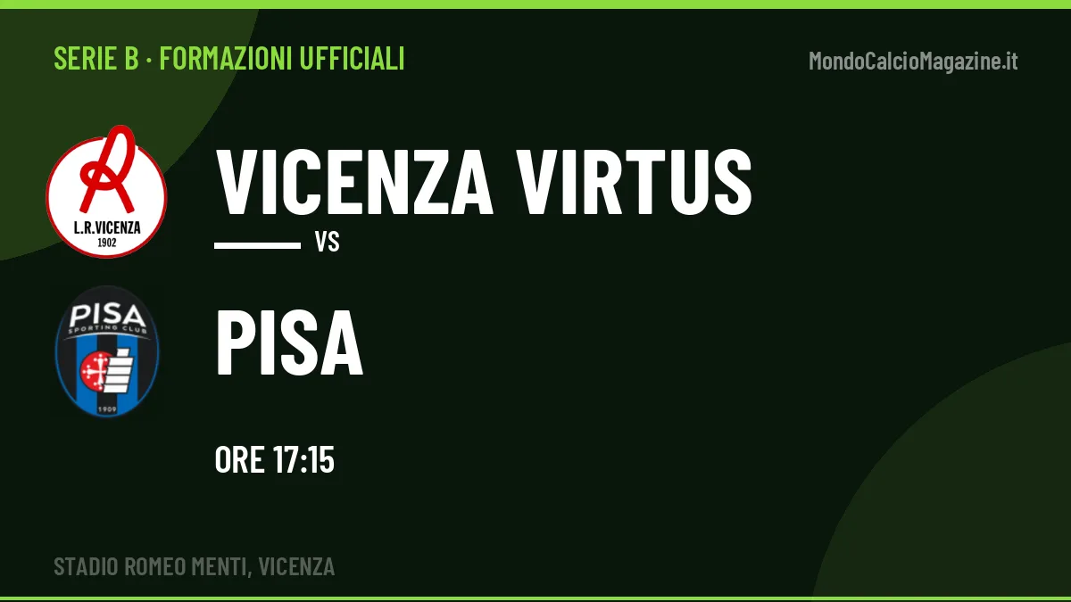 Formazioni ufficiali Vicenza Virtus-Pisa: gli undici scelti dai due allenatori