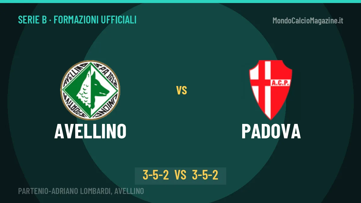 Avellino-Padova: Nesta lancia Russo, le formazioni ufficiali