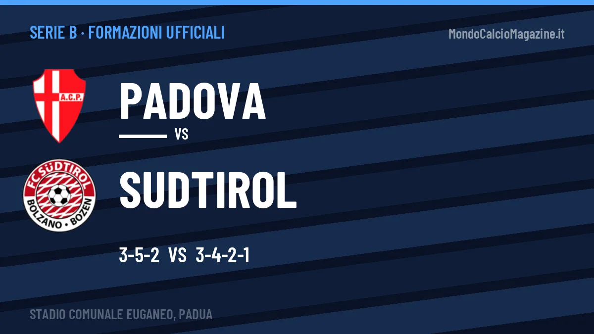 Formazioni ufficiali Padova-Sudtirol: Moro e Okoro guidano gli attacchi