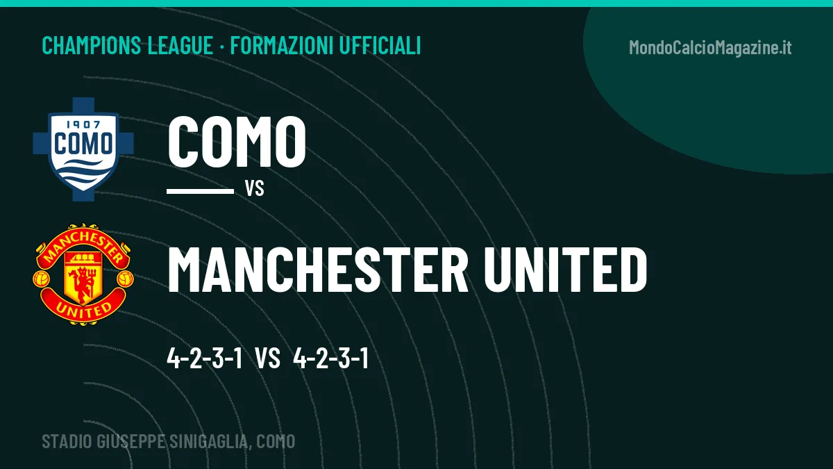 Formazioni ufficiali Como-Manchester United (Champions League): gli undici scelti