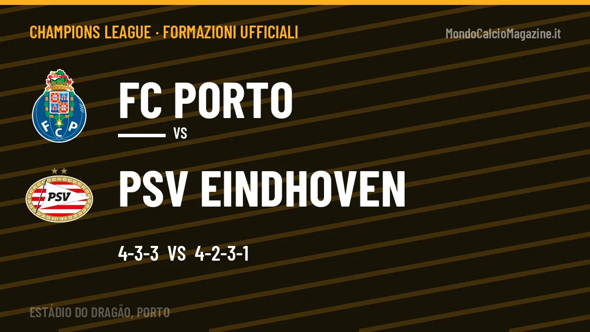 Formazioni ufficiali FC Porto-PSV Eindhoven: Mijnans titolare nel PSV Eindhoven