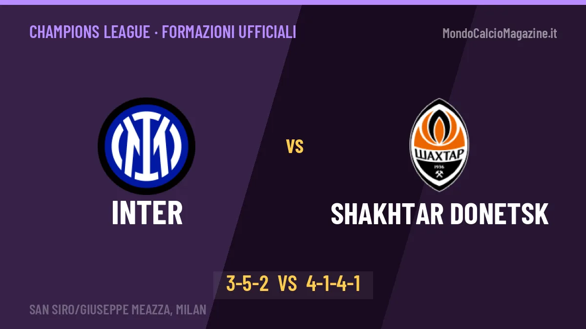 Inter-Shakhtar Donetsk, le formazioni ufficiali: Chivu punta su Bonny