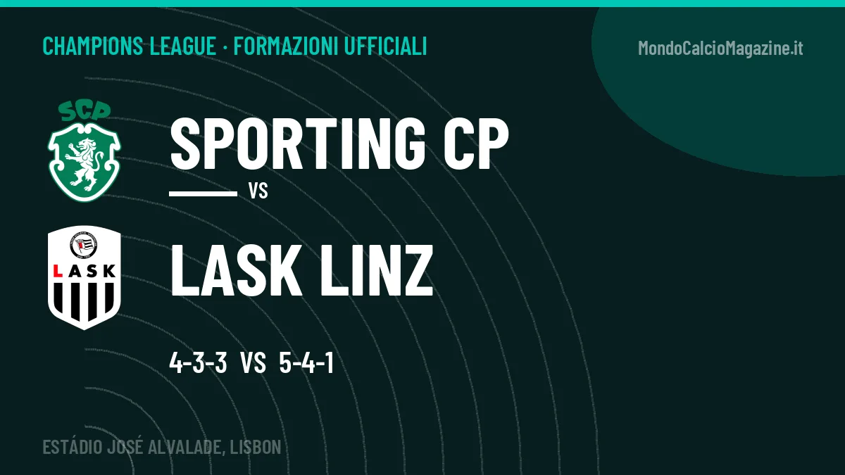 Formazioni ufficiali: Sporting CP col 4-3-3, Lask Linz col 5-4-1