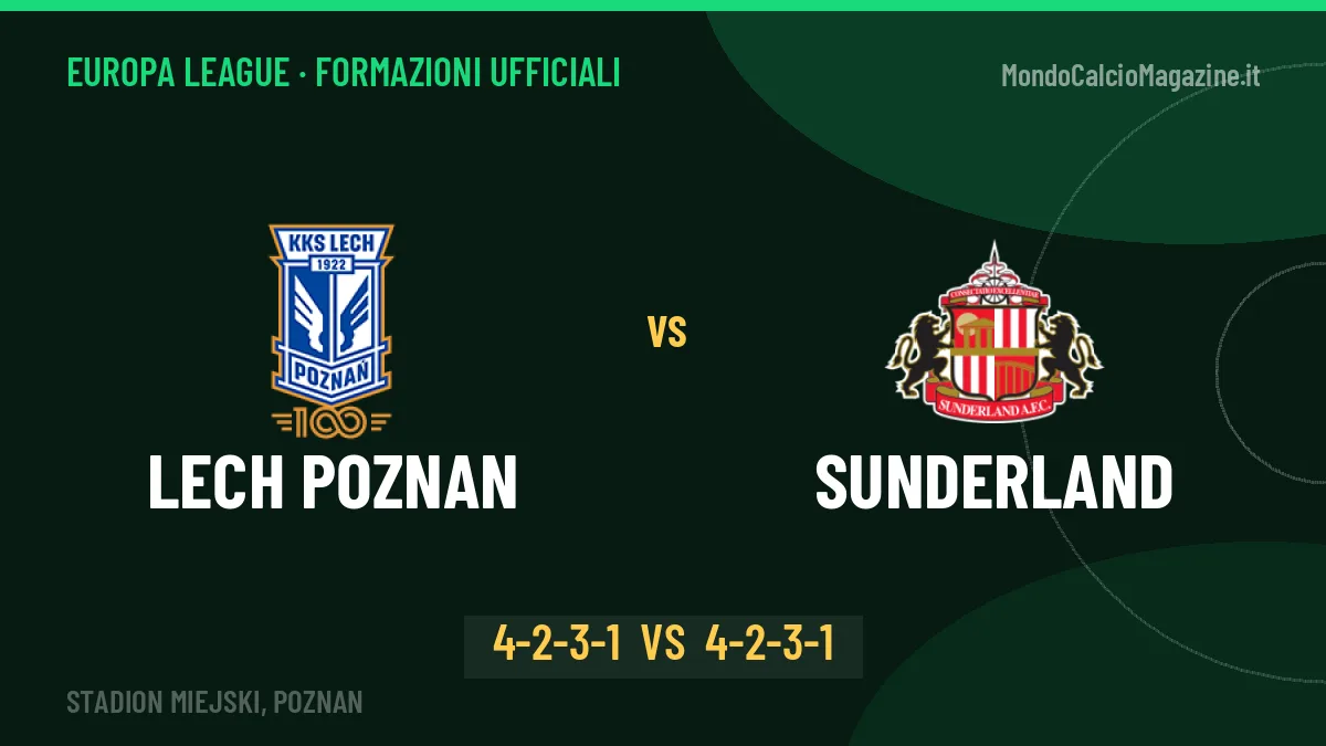 Lech Poznan-Sunderland: Frederiksen lancia Ishak, le formazioni ufficiali