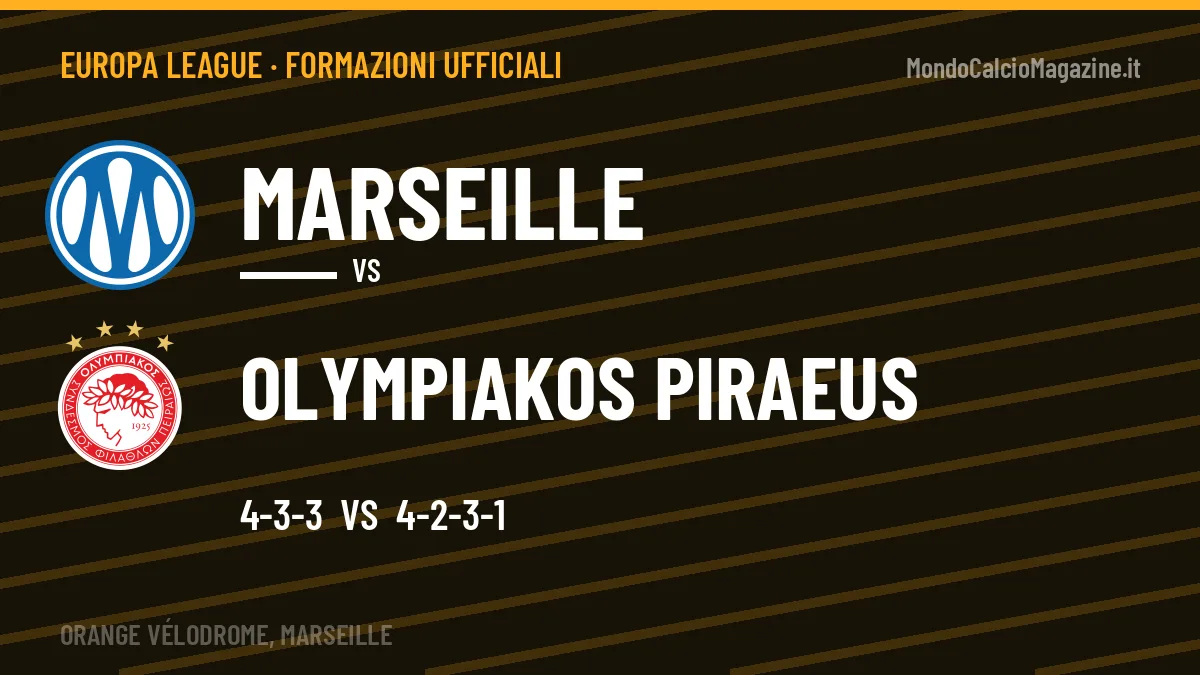 Formazioni ufficiali Marseille-Olympiakos Piraeus (Europa League): gli undici scelti