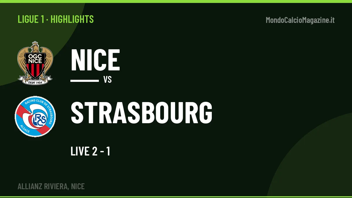 Video Nice-Strasbourg: highlights e gol della partita di Ligue 1