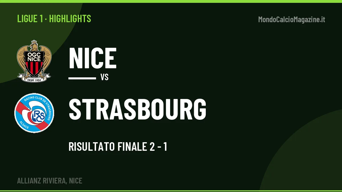 Video Nice-Strasbourg: highlights e gol della partita di Ligue 1