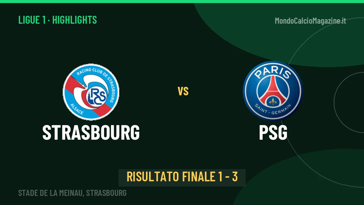 Strasbourg-PSG 1-3, gli highlights: tutti i gol in video